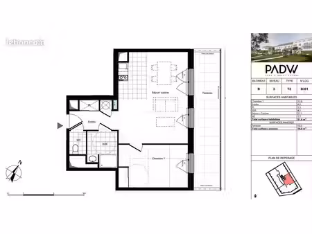 appartement 2 pièces 52 m²
