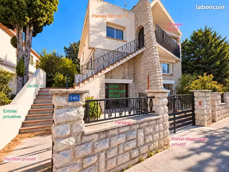 maison t5 130 m² + 70 m² aménagés en rdc + jardin + parking