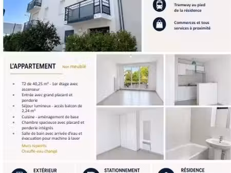appartement t2 – 40 25 m² avec balcon et place parking sous-sol
