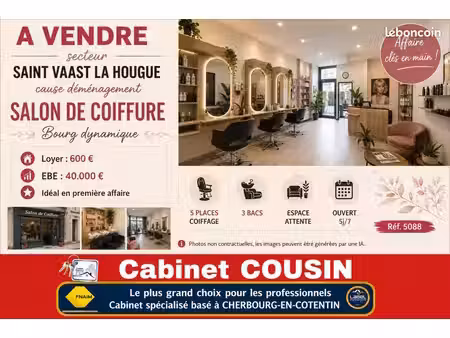 fonds de commerce coiffure 55 m²