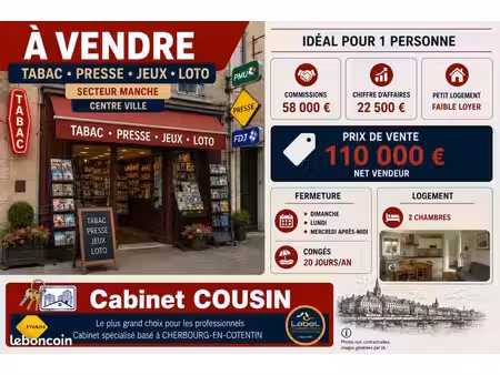 fonds de commerce tabac  fdj  presse valognes