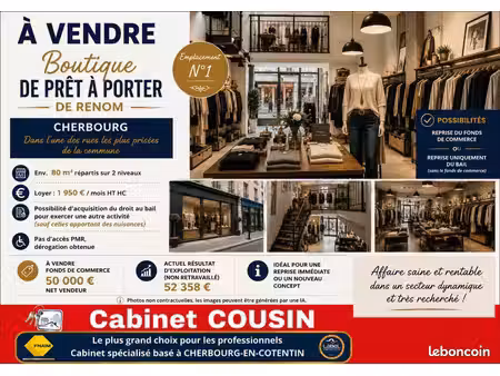 fonds de commerce prêt-à-porter 80 m²