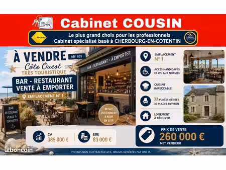 fonds de commerce bar  restaurant barneville carteret