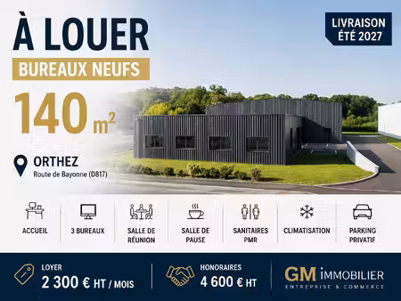 à louer  local commercial / professionnel neuf de 140 m²