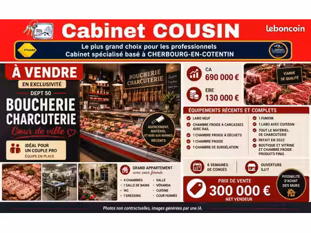fonds de commerce boucherie  charcuterie cherbourg en cotentin