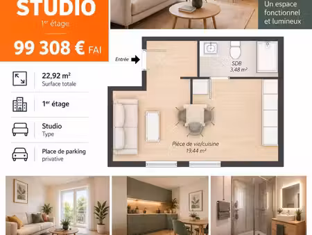studio neuf de 22 92 m²  une adresse idéale pour un premier achat ou un investissement loc
