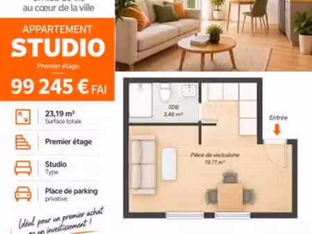 vente appartement t1 à morlaix (29600) : à vendre t1 / 23m² morlaix