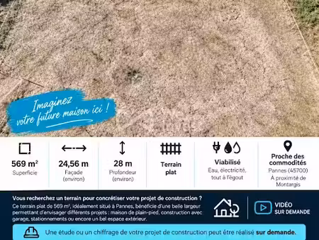 vente terrain à batir 569 m² à pannes (45700)  40 000 €