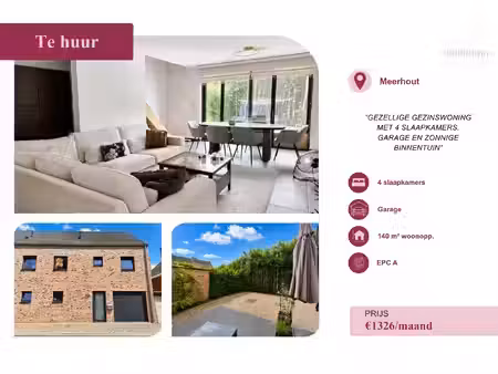huis te huur in meerhout met 4 slaapkamers