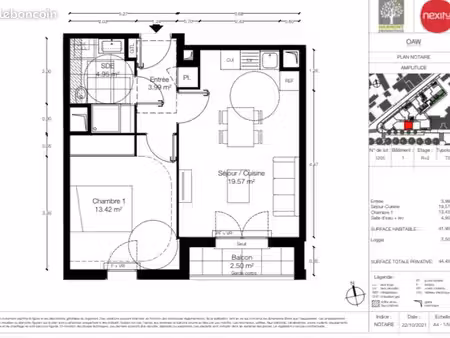 appartement 2 pièces 41 m²
