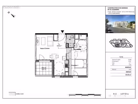 appartement 2 pièces 44 m²