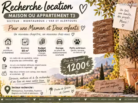 recherche appartement / maison 3 pièces