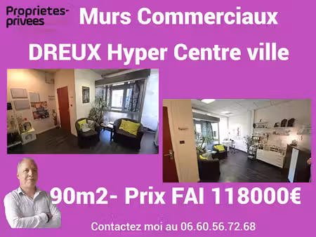 dreux 28100 - murs commerciaux  local 90 m²   centre ville
