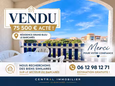 vente appartement 2 pièces 21m2 le barcarès 66420 - 78000 € - surface privée