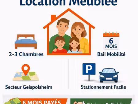 famille de 4 recherche logement meublé à geispolsheim (6 mois – bail mobilité)
