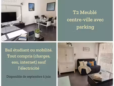 t2 meublé bail étudiant-bail mobilité ~ centre ville ~ parking