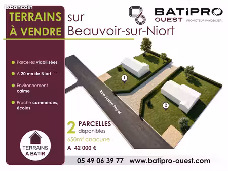 terrains à bâtir – 650 m² – beauvoir-sur-niort