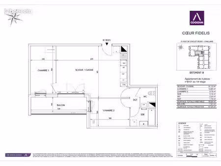 appartement 3 pièces 59 m²