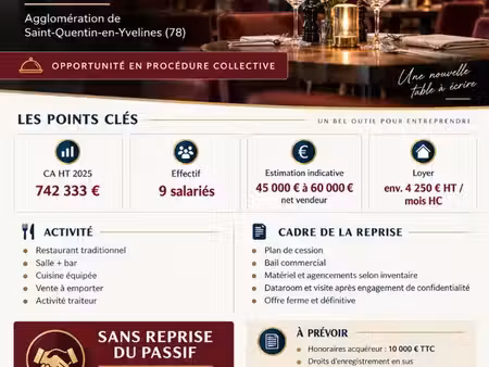 restaurant 101 m² montigny le bretonneux