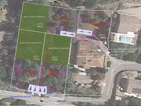 vend 4 grandes parcelles constructibles  arborées et particulièrement bien exposées