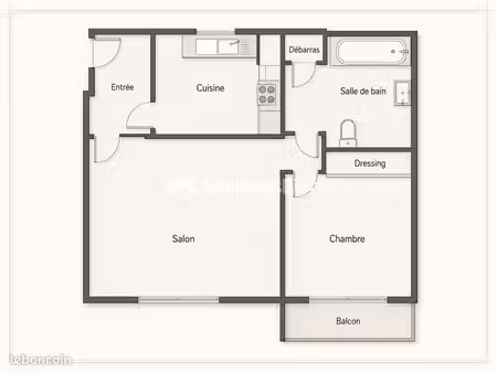 appartement 2 pièces 50 m²