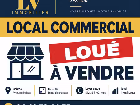 a vendre local commercial de plus de 80 m²