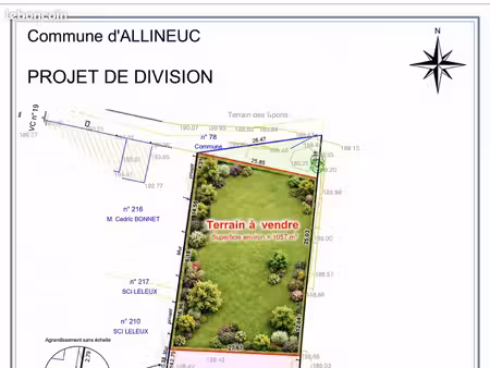 terrain 1 057 m² allineuc