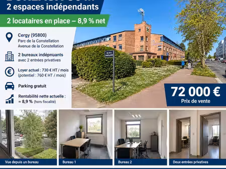 investissement locatif - bureaux 30 m² – 2 espaces indépendants – 2 locataires en place – 
