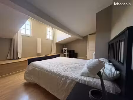 chambre 15 m² + espace mansardé – maison avec jardin – médoquine / chu