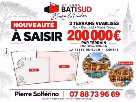 terrain à bâtir de 500 m² à la teste-de-buch (33)