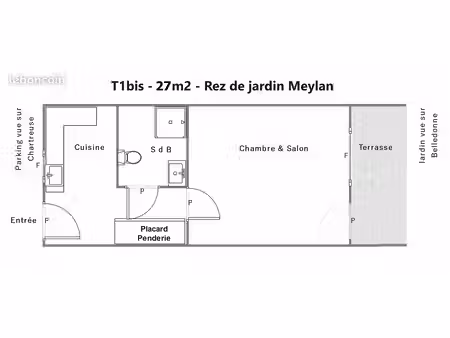 appartement studio t1bis de 32m2 à meylan (38)