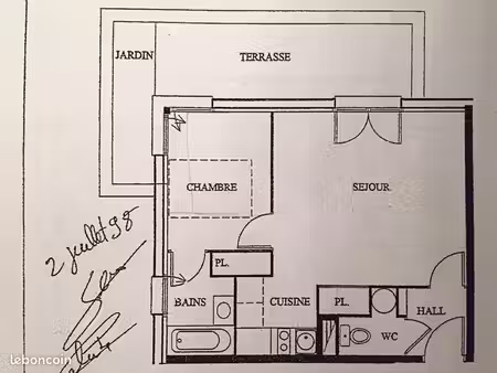 à louer : appartement t2 sept deniers