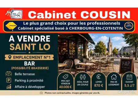 fonds de commerce bar  brasserie 70 m²