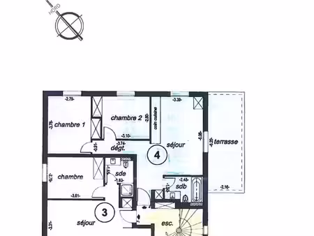 à louer – appartement 3 pièces non meublé – 50 m² + terrasse 13 5 m² – cave et parking - a