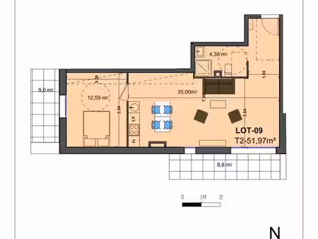 appartement 2 pièces 52 m²