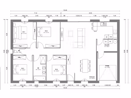 vente maison neuf 5 pièces 108m2 la jarrie - 275000 € - surface privée