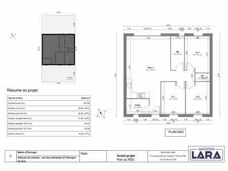 vente maison neuf 4 pièces 81m2 saint-georges-du-bois - 158900 € - surface privée