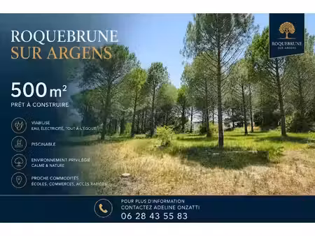 vente terrain 500 m² à roquebrune-sur-argens (83520)  227 000 €