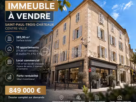immeuble mixte de 385 m² à saint-paul-trois-chateaux