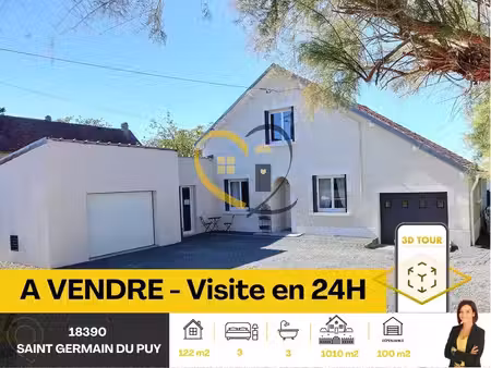 à vendre maison 122 m² et 48m² extension rénovée en 2019 à saint-germain-du-puy (18390)