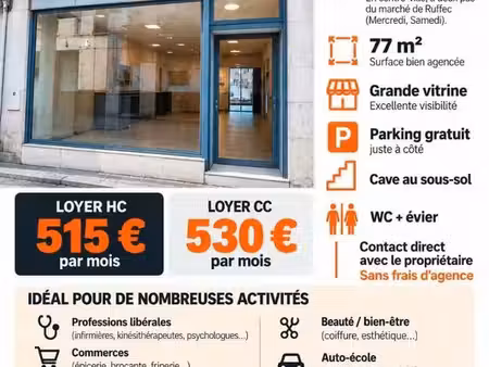 local commercial 77m2 centre-ville