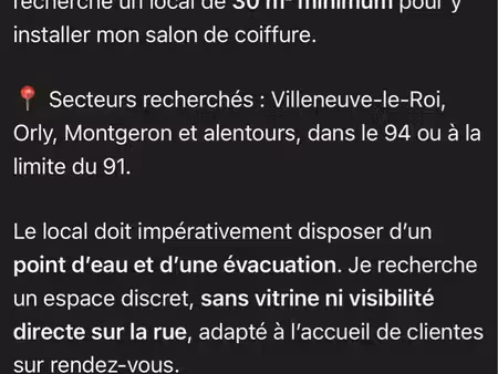recherche local pour salon de coiffure privé