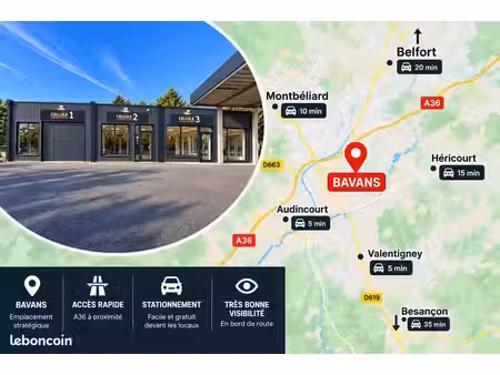 cellules / locaux professionnels à louer – axe très passant – bavans – dès 750 ht