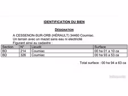 mazet sur terrain 10 000 m2