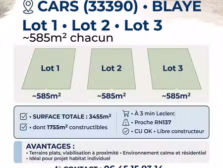 vends 3 terrains constructibles