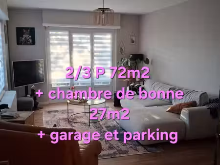 2/3 p + chambre de bonne + garage et parking