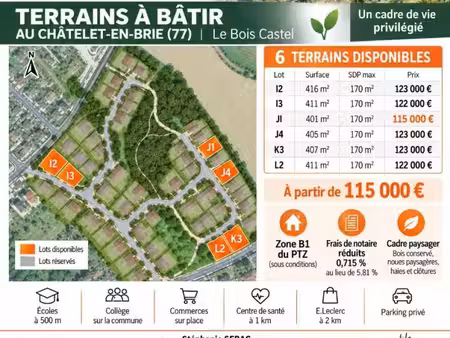 terrain 401 m² le chatelet en brie