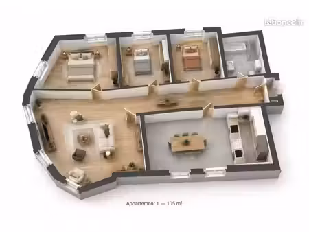 à louer — grand appartement non meublé de 105 m² à bort-les-orgues