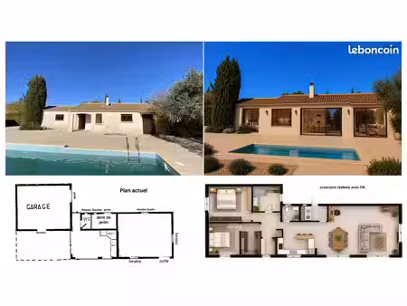 dépendance à habiliter + terrain + piscine