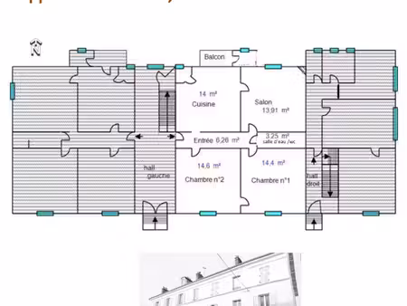 vente : lons-le-saunier (39 jura)  à vendre appartement type 3 de 68.35 m² avec balcon  ca